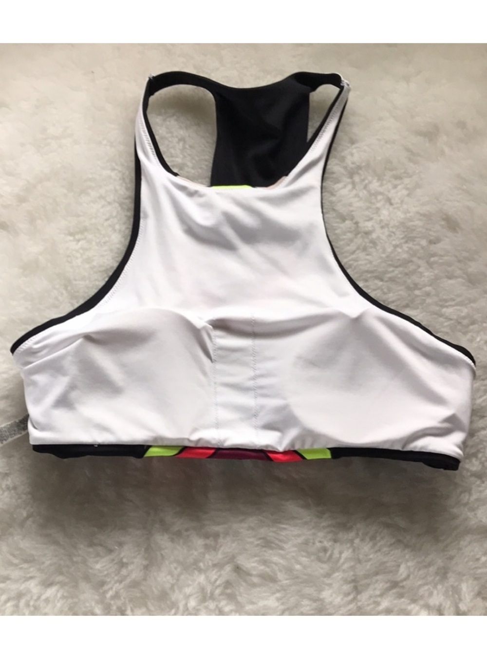 Victoria’s Secret PINK crop tank swim top black high neck rainbow M - Picture 5 of 10